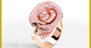 انگشتر گل رز با جواهرات صورتی از Dior
